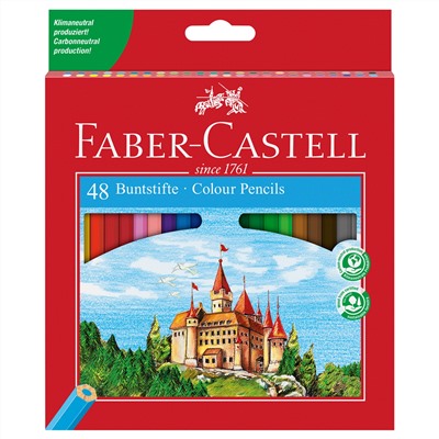 Карандаши цветные Faber-Castell "Замок", 48цв., шестигр.,заточ., картон, европодвес