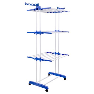 Сушилка напольная для белья раскладная МНОГОФУНКЦИОНАЛЬНАЯ, 3 уровня, на колесах, LAIMA HOME, 607807