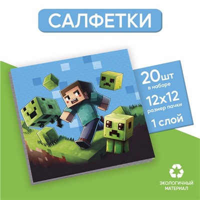 Салфетки бумажные однослойные «Игр», 24 × 24 см, в наборе 20 шт.