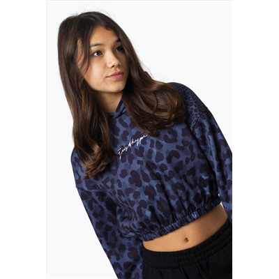 Hype. Kids Mono Leopard Crop Black Hoodie