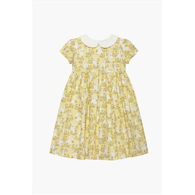 Trotters London Yellow Cotton Bunny Dress