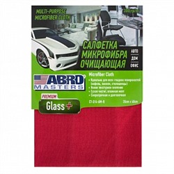 ABRO Салфетка из микрофибры ABRO Glass (35x40) красная