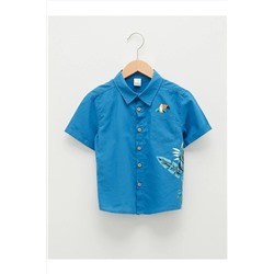 Рубашка из поплина с короткими рукавами и принтом для мальчика S1FU98Z1R2M