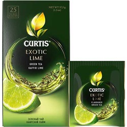 Чай зеленый Кертис Экзотик лайм (Curtis Exotic Lime), Майский чай, 25 пак*1,5 г х 12 шт сашет.