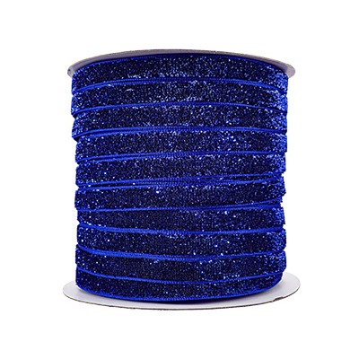 Лента бархатная голографическая 10 мм (синий) 26