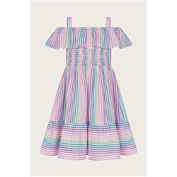 Monsoon Purple Stripe Frill Beach Dress