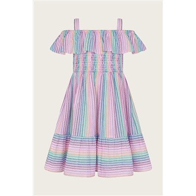 Monsoon Purple Stripe Frill Beach Dress