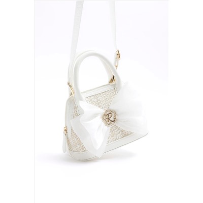 River Island Girls Boucle Bow Tote Bag