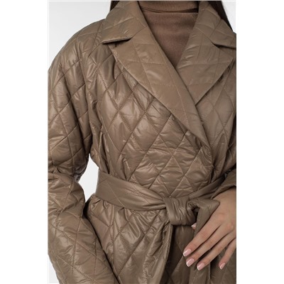 01-10852 Пальто женское демисезонное (пояс) Плащевка темно-бежевый