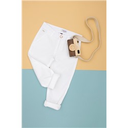 Белые брюки из плотной ткани для мальчика Неожиданная скидка в корзине
