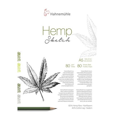 Альбом-склейка для набросков Hahnemühle "Hemp Sketch", 80 г/м2, A5, 80 л, волокна конопли 60% и хлопок 40% АКЦИЯ!