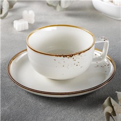 Чайная пара фарфоровая Magistro «Церера», чашка 250 мл, блюдце d=16 см, цвет белый