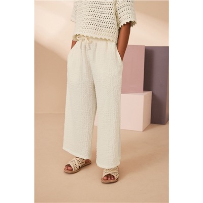 Crinkle Texture Jersey Wide Leg Trousers (3-16yrs)