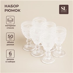 Набор рюмок SL Home «Ларго», 50 мл, 5×10,5 см, стекло, прозрачный