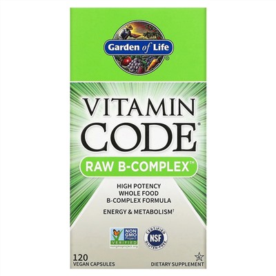 Garden of Life, Vitamin Code, Raw B-Complex, 120веганских капсул
