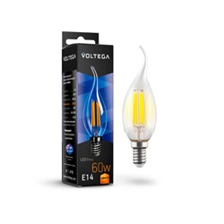 Нарушена упаковка.   Филаментная светодиодная лампа E14 6W 2800К (теплый) Crystal Voltega  7017