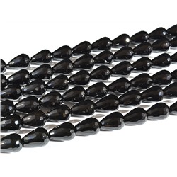 Бусины для рукоделия из оникса черного капля гр.13*18мм, 40см, 22 бусины