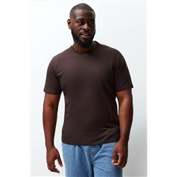 Удобная базовая футболка из 100% хлопка темно-коричневого тонкого/узкого кроя TMNSS23TS00132