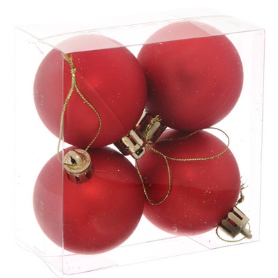 Новогодние шары 5 см (набор 4 шт) "Матовый", красный