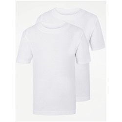 Белая школьная футболка с круглым вырезом для мальчиков, 2 пары