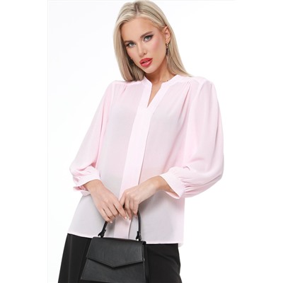 Блузка бледно-розовая с v-образным вырезом Шарлиз, кокетка