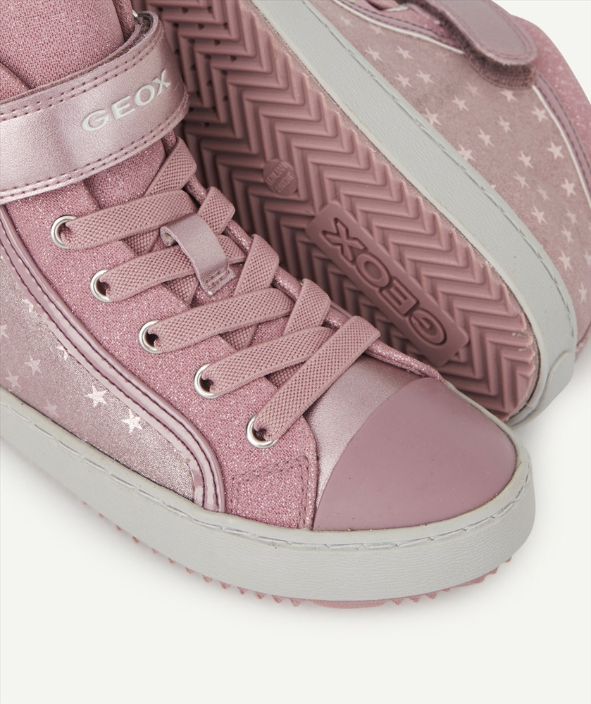 GEOX BASKETS MONTANTES FILLE ROSE AUX TOILES BRILLANTES