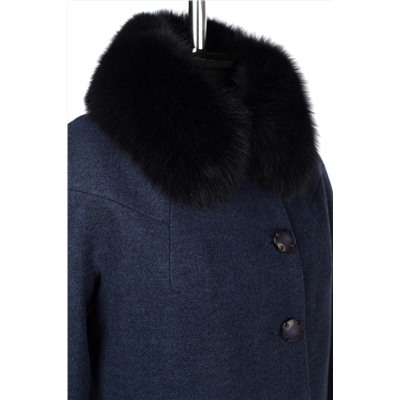 02-3042 Пальто женское утепленное валяная шерсть сине-черный