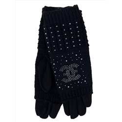 Женские текстильные перчатки с шерстяными митенками, цвет черный