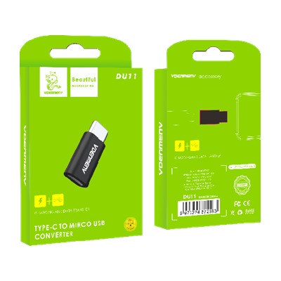Переходник DENMEN DU11 Micro USB - Type C (черный)