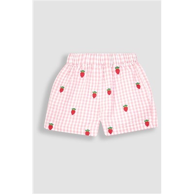 JoJo Maman Bébé 2-Piece Strawberry Seersucker Blouse & Shorts Set