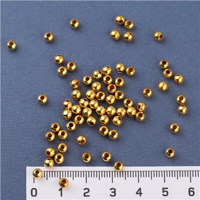 Разделитель шарик металлический родиевое покрытие 4 мм 50 шт золото