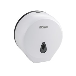 GFmark - Диспенсер для туалетной бумаги - барабан, ПРЕМИУМ, пластиковый, БЕЛЫЙ, с глазком - капля, с ключом  ( 915)