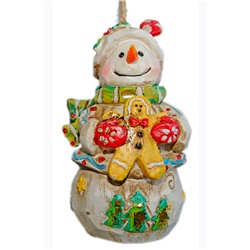 Елочное украшение Статуэтка-подвеска 3D Снеговик с печеньем 3D1107