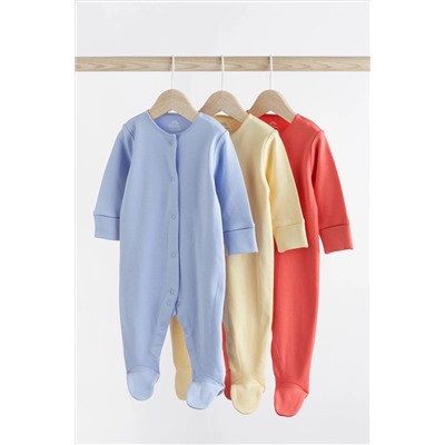 3 Pack Cotton Baby Sleepsuits (0-2yrs)