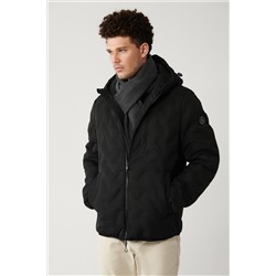 Черная куртка-пуховик унисекс, воротник с капюшоном, водоотталкивающий, ветрозащитный, удобный ремень для переноски