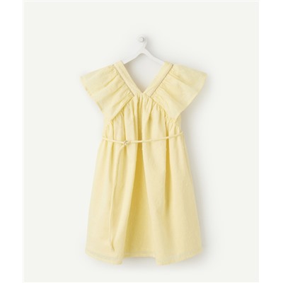 ROBE FLUIDE BÉBÉ FILLE JAUNE EFFET PLUMETIS