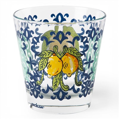 Juego de 6 vasos Amalfi - transparente y azul - cristal soplado - 250 ml