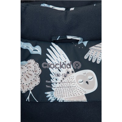 ВК 38087/н/3 УЗГ Пальто девочки черно-синий, волшебные совы