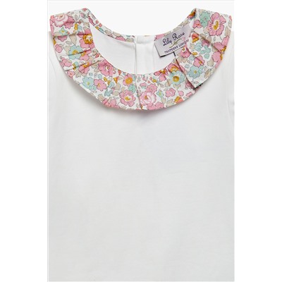 Trotters London Liberty Print Coral Betsy Willow White Jersey Top