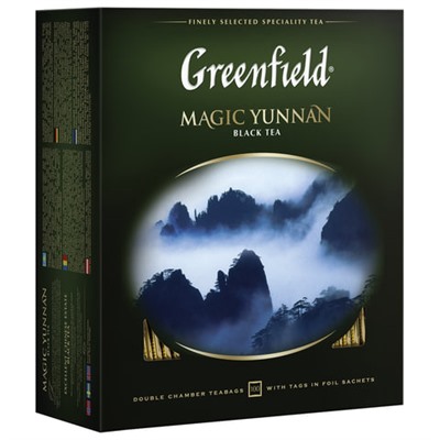 Чай GREENFIELD "Magic Yunnan" черный, 100 пакетиков в конвертах по 2 г, 0583-09