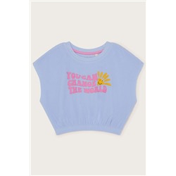 Monsoon Blue Sunshine Slogan Textured Crop Top