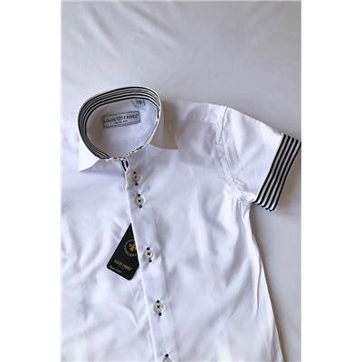 Полосатая детская школьная рубашка с коротким рукавом 001-01CizgiKiza
