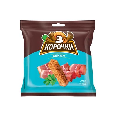 «3 Корочки», сухарики со вкусом бекона, 100 г