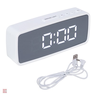 LADECOR CHRONO Будильник электронный, 14x5,7 см, USB/3xAAA, пластик, цвет белый, арт.1