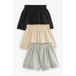 Multi Neutrals Broderie Shorts 3 Pack (3-16yrs)