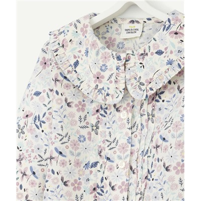 CHEMISE BÉBÉ FILLE EN COTON IMPRIMÉE FLEURI AVEC COL