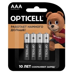 Батарейка алкалиновая OPTICELL, AAA, LR03-4BL, 1.5В, блистер, 4 шт