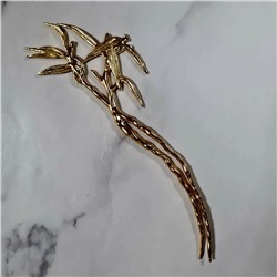Шпилька дизайнерская для волос (для пучка) металлическая, цвет золото №1