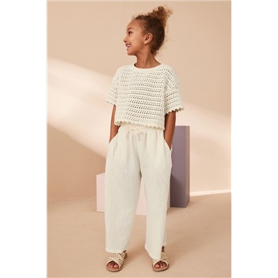 Crinkle Texture Jersey Wide Leg Trousers (3-16yrs)