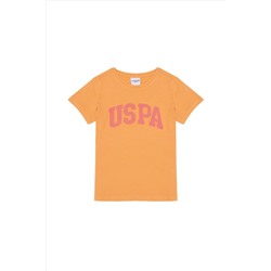 Оранжевая базовая футболка с круглым вырезом для девочек Неожиданная скидка в корзине